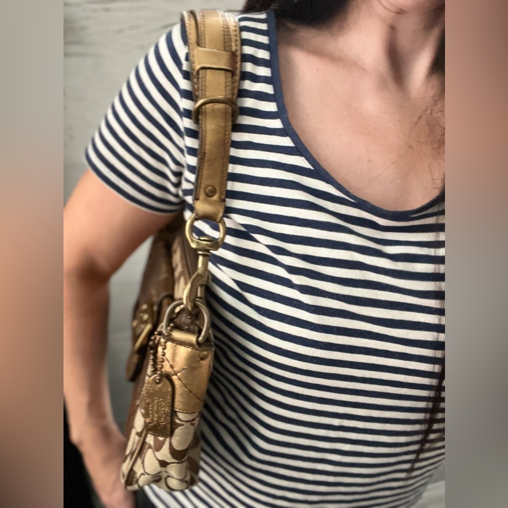 Vintage 2004 Fall Special Edition Coach Gold and Brown Shoulder Bag with Suede - Picture 10 of 12